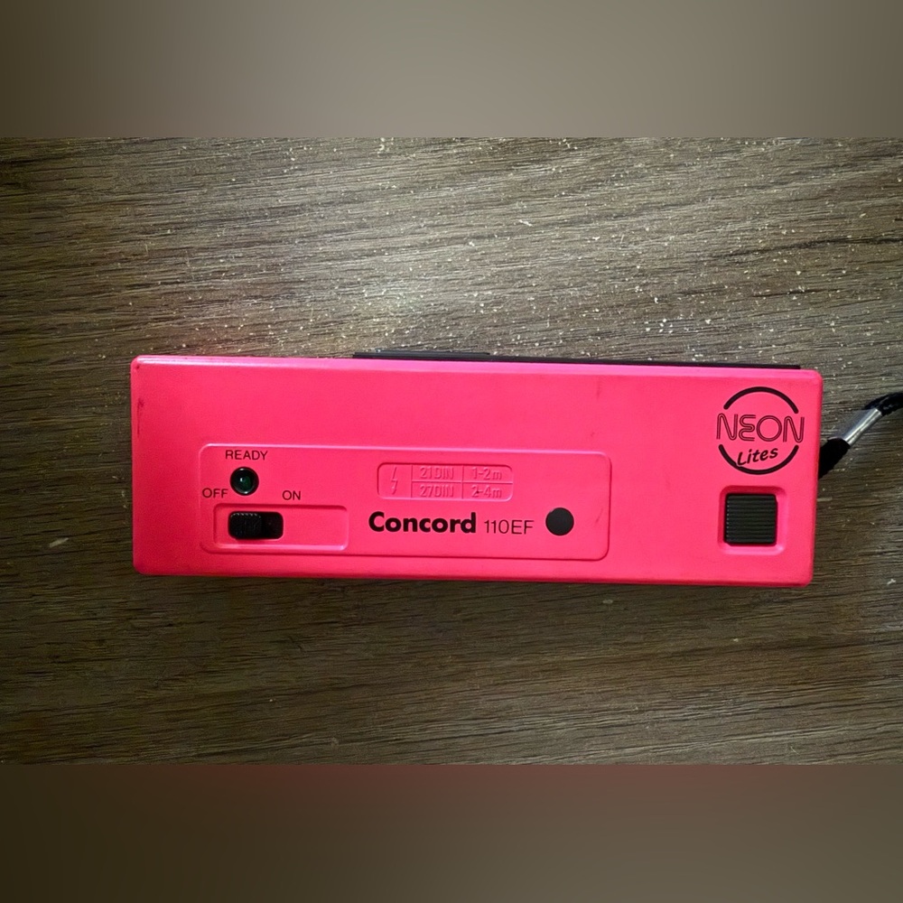 VINTAGE pink Concord 110 Ef Neon Lites Film Camera